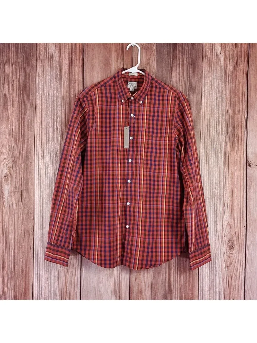 J Crew Mens Medium Secret Wash Slim Fit Long Sleeve Button Down Shirt Stretch